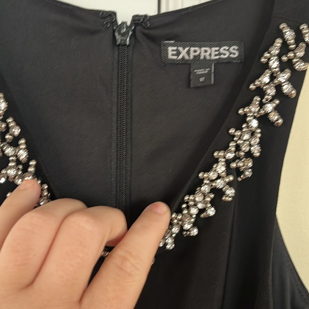 Black Express dress with high neck buzzed with gems brand new with tags - Picture 2 of 5